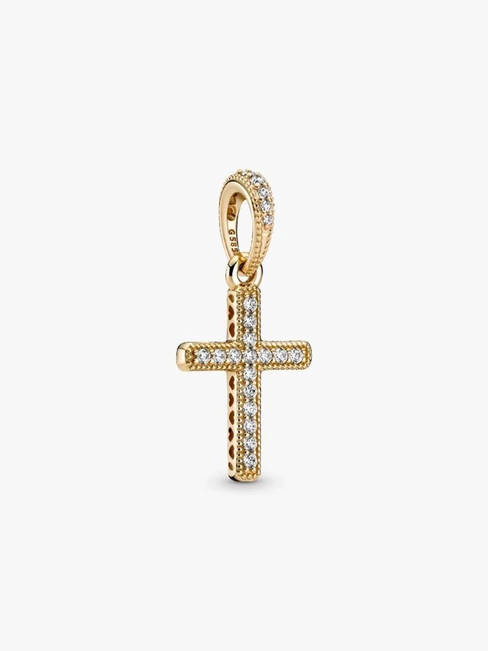 Pandora Gold Cross Charm with Clear Stones